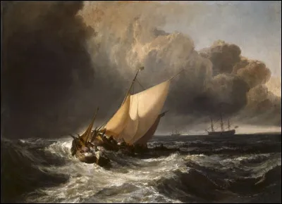 Quel peintre britannique est l'auteur de ce tableau intitulé ''Bateaux hollandais dans la tempête : pêcheur sefforçant de remonter leurs poissons'' ?