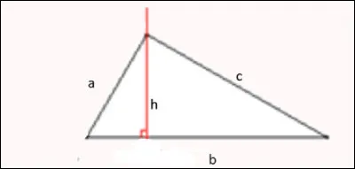 Quels sont le périmètre et l'aire de ce triangle quelconque ?
a= 8cm ; b= 10cm ; c= 6cm ; h= 4 cm