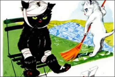 Que porte toujours Noiraud, le petit chat noir de Caroline ?