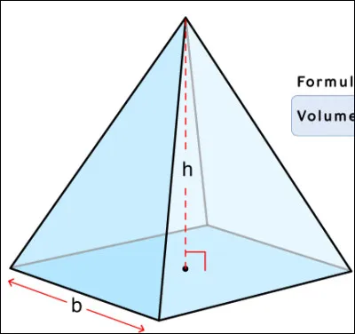 Calculer le volume d'une pyramide à base rectangulaire avec longueur = 6 cm, largeur = 2 cm et hauteur = 5 cm.