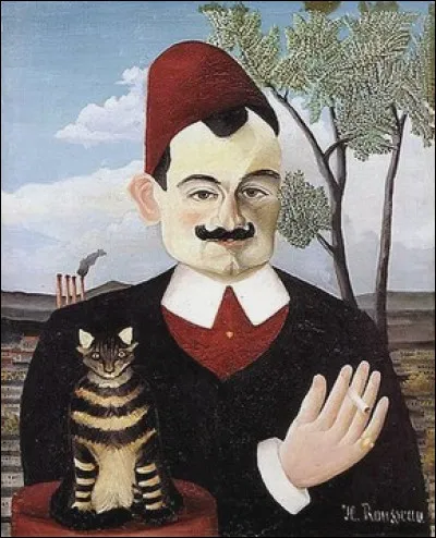 Ce tableau du douanier Rousseau représente un écrivain célèbre posant avec son chat. Qui est-ce ?