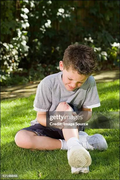 Situation n°4 : Un élève s'est éraflé le genou à la récréation et pleure pour un rien, que fais-tu ?