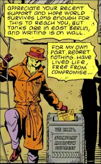 (chap.10) Quel document Rorschach laisse-t-il avant de partir pour sa dernière mission ?