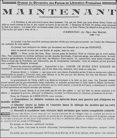 Quel journal clandestin de la Résistance est créé en 1941 ?