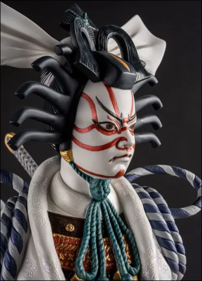 Quel style de théâtre japonais, connu pour ses performances stylisées et ses maquillages élaborés, est traditionnellement joué par des hommes ?