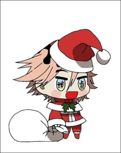 Le Père Noël avec des yeux arc-en-ciel.