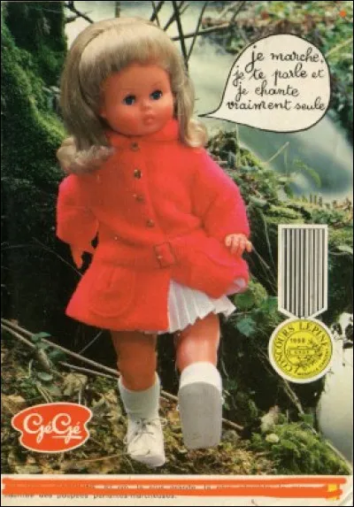 Quel était le prénom de cette poupée fabriquée par Gégé dans les années 60 ? Elle mesurait 62 cm, parlait, chantait et marchait.