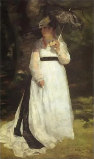 Face à quel peintre, Lise à l'ombrelle avait-elle revêtu sa robe blanche ?