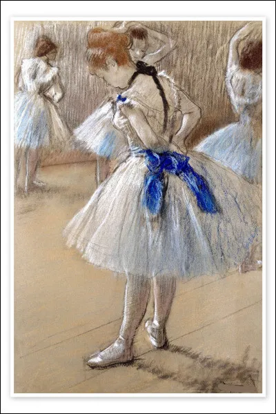 Qui a représenté cette danseuse au tutu blanc renouant son ruban ?