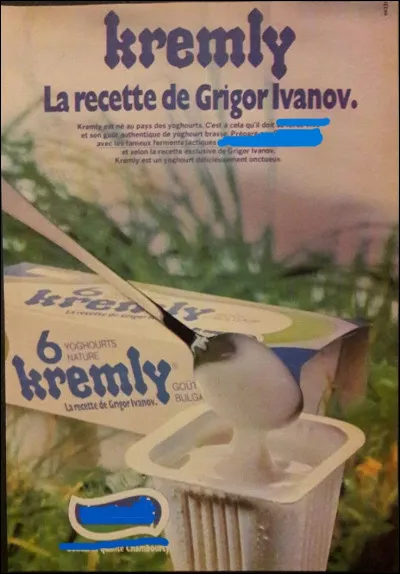 Quelle marque avait proposé « Kremly », ce yaourt au nouveau goût bulgare ?