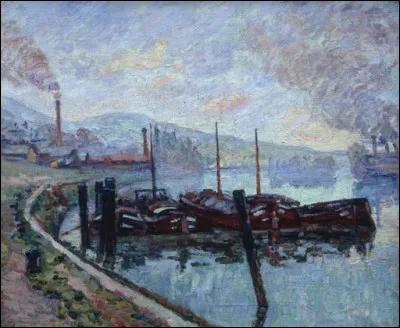 Qui a peint "Les péniches, Rouen, la Seine, le matin" ?