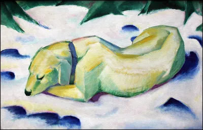 Qui a représenté ce "Chien couché dans la neige" ?