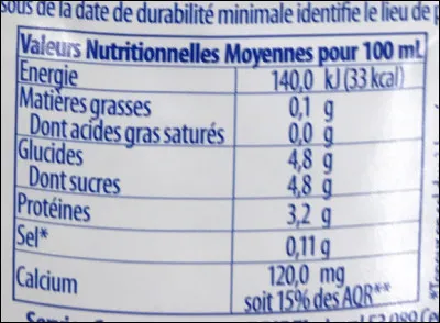 VII - Le lait
Cette étiquette sur une bouteille de lait :