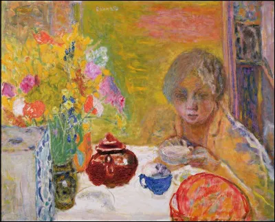 Qui a immortalisé ce déjeuner devant un vase de fleurs ?