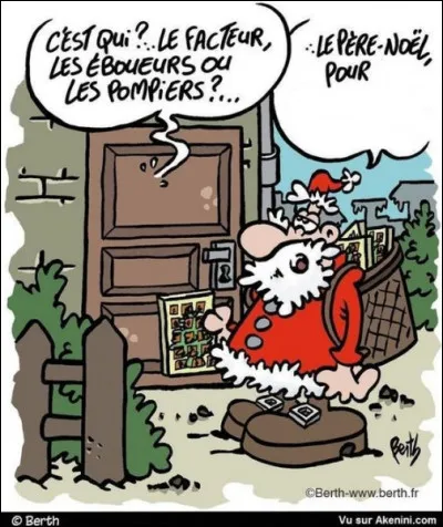 Voici le petit matin tant attendu ! Ah Enfin, on sonne à la porte ! Encore le facteur ou les pompiers pour leur calendrier ! Oh ! Surprise, non ! C'est bien le père Noël ! Il s'excuse il est très très en retard dans ses activités, la route est longue pour venir de Laponie. "Mes rennes bloqués par la neige, les cumulus, mauvaise visibilité, j'ai pris du retard...''
Mamy - "Vous passez pour distribuer les cadeaux ?"
Le père Noël - "On verra un peu plus tard...