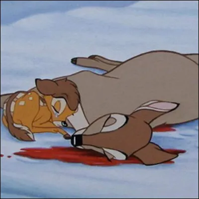 La mère de Bambi et morte tuée par un autre cerf.