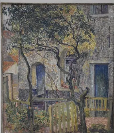 Qui a peint "Maison avec arbres et barrière" ?