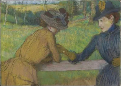 Qui a peint "Deux femmes appuyées à une barrière" ?