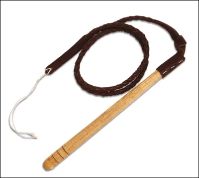 Quel est le nom de cet instrument de frappe, formé d'une lanière de cuir fixée au bout d'un manche ?