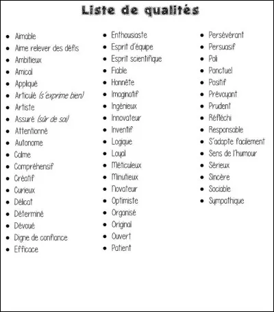 Quelle est ta principale qualité ?