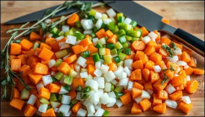Quel est le nom de cette préparation de légumes coupés en dés d'1 cm de largeur réunissant souvent, carottes, oignons, céleris ?