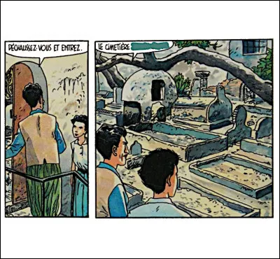 Flâneries à la Casbah (3) > Marianne parle d'un orientaliste venu ici en 1836, Momo en évoque un autre, prénommé "Eugène" [...Lequel ?...], tout en pénétrant dans l'enceinte du vieux "Cimetière... [Complétez !]"