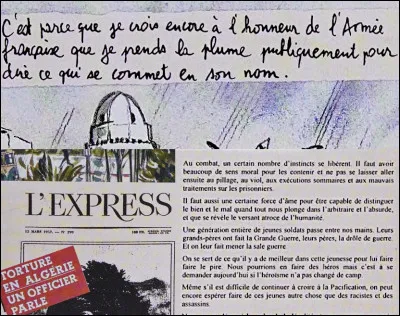 Mars 1957 > Octave Alban ne peut plus se taire et fait publier un article dévoilant les dessous d'une "guerre sale" : il y fait part de sa honte des exactions commises. Avec quelles conséquences ?