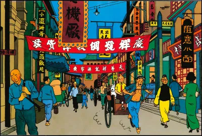 Dans quelle ville de Chine Tintin participe au démantèlement d'un trafic d'opium et où il fait la connaissance de Tchang ?