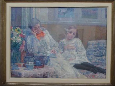 Quel peintre a reprsent sa femme et sa fille dans 'Une femme lisant et une fillette' ?
