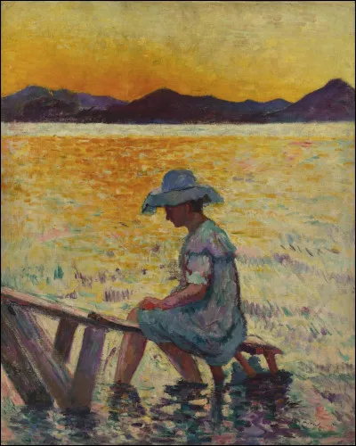 Quel artiste nous permet d'admirer ce "Coucher de soleil à Saint-Tropez" ?