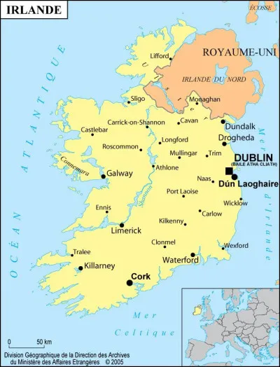 Quelle commune n'est pas située en Irlande ?