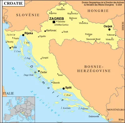 Quelle commune n'est pas située en Croatie ?
