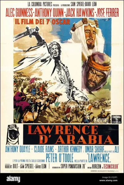 "Lawrence d'Arabie" est un film dans lequel joue Omar Sharif.
