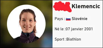 Rangeons les meubles pour cette fois : on ne vous demandera ici que de retrouver le prénom de cette biathlète de Slovénie. On y va ?