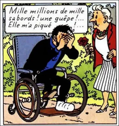 Dans quel album de Tintin, le capitaine hadock se retrouve t-il en fauteuil roulant ?