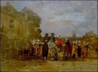 Cette huile sur bois ''Noces à Quimper'' a été réalisée en 1857. Quel artiste a exécuté ce tableau ?