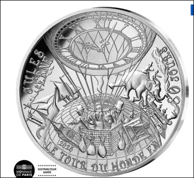 Et pour clôturer ce quiz , la monnaie de Paris ne sest pas limitée à un seul millésime pour honorer Jules Verne. Cette pièce de monnaie en argent éditée en février 2025 a été tirée en 2 500 exemplaires à leffigie du roman "Le Tour du Monde en 80 jours". Son poids est de 22,20 g, son diamètre de 37 mm et sa valeur faciale de 10 . Mais combien vous faudra-t-il débourser pour lacquérir ?