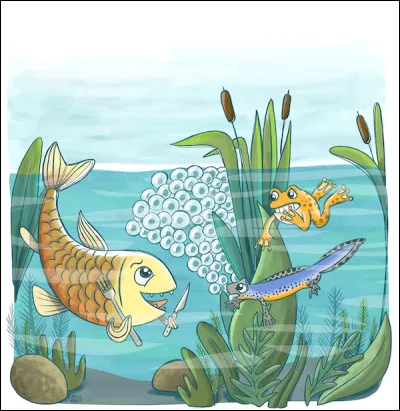 Il arrive que les Super Poissons nagent entre deux eaux et questionnent les dirigeants de notre aquarium, espérant des réponses qui se font attendre... Comment traduire leur silence ?