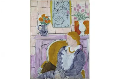 Qui a titré son tableau "Profil bleu devant une cheminée" ?