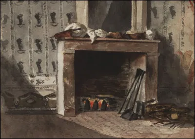 Qui a réalisé l'aquarelle représentant cette cheminée ?