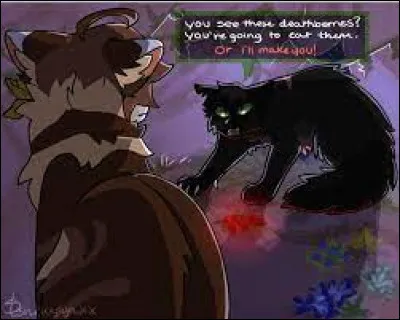 Elle te plaque contre le sol et pousse un feulement puissant pour réveiller tout le clan. Maintenant, tout le monde te regarde. Feuille de Lune te demande pourquoi tu fais ça. Tu réponds...