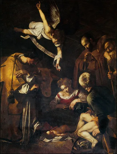 Quel peintre italien a peint "La Nativité avec Saint François et Saint Laurent" en 1609, conservée à Palerme dans l'oratoire de San Lorenzo, à l'image d'un véritable sacrilège, et non retrouvée à ce jour ?