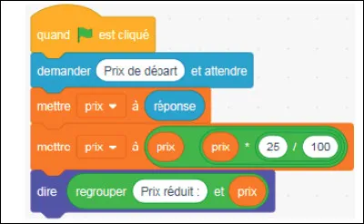 Un libraire baisse le prix de ses BD de x %. Quel est le taux x appliqu&eacute; dans ce script ?