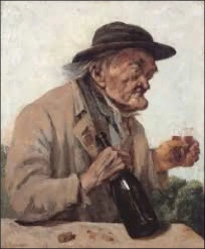 ''Vieil homme avec un verre de vin'' est une toile réaliste peinte par...