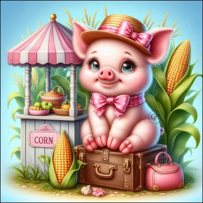 Sur quoi est assis ce petit cochon ?