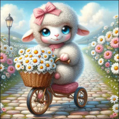 Quelles fleurs transporte ce petit agneau ?