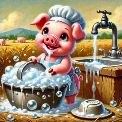 Que fait ce petit cochon ?