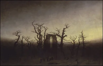 Quel peintre romantique est l'auteur de la toile "L'abbaye dans une forêt de chênes" en 1809 ?