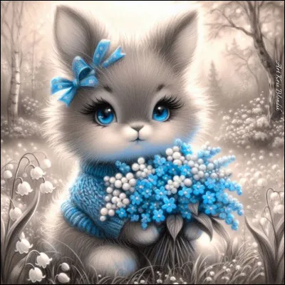 Quelles fleurs bleues la petite lapine a-t-elle cueillies, mélangées aux baies blanches ?