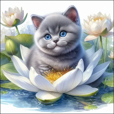 Dans quelle fleur est assis le chaton ?